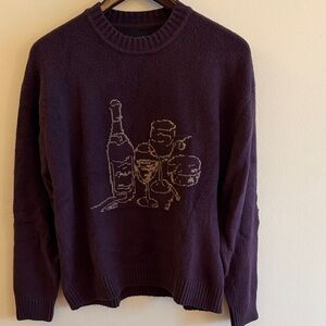 Abercrombie Men’s Ultra Soft Elegant Wine-Themed Crewneck Sweater XS